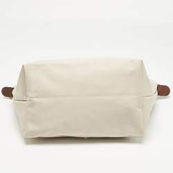 Pre Owned Longchamp Brown/Ivory Nylon Small Short Le Pliage Tote