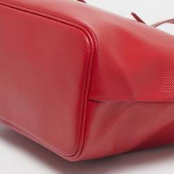 Pre Owned Longchamp Red Coated Canvas and Patent Leather Derby Verni Shopper Tote
