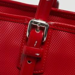 Pre Owned Longchamp Red Coated Canvas and Patent Leather Derby Verni Shopper Tote