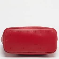 Pre Owned Longchamp Red Coated Canvas and Patent Leather Derby Verni Shopper Tote