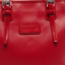 Pre Owned Longchamp Red Coated Canvas and Patent Leather Derby Verni Shopper Tote