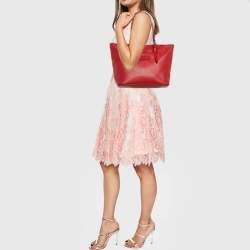 Pre Owned Longchamp Red Coated Canvas and Patent Leather Derby Verni Shopper Tote