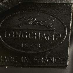 Pre Owned Longchamp Cacao Brown Nylon and Croc Embossed Leather Shoulder Bag