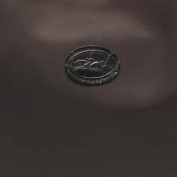 Pre Owned Longchamp Cacao Brown Nylon and Croc Embossed Leather Shoulder Bag