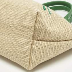 مملوكة مسبقًا Longchamp Green/Natural Raffia Small Le Panier Pliage Basket Bag