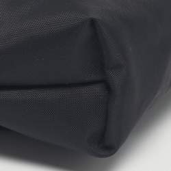 Pre Owned Longchamp Black/Brown Leather and Nylon Le Pliage Pouch