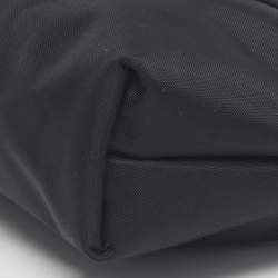 Pre Owned Longchamp Black/Brown Leather and Nylon Le Pliage Pouch