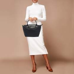 Pre Owned Longchamp Black Nylon Small Short Le Pliage Tote