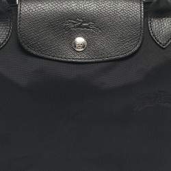 Pre Owned Longchamp Black Nylon Small Short Le Pliage Tote