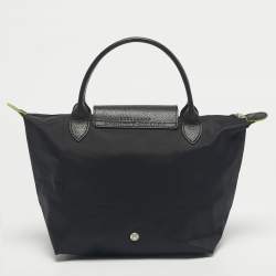Pre Owned Longchamp Black Nylon Small Short Le Pliage Tote