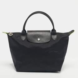 Pre Owned Longchamp Black Nylon Small Short Le Pliage Tote