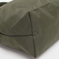 Pre Owned حقيبة يد لونج شامب "لو بلياغ" نايلون وجلد أزرق كحلي وبني صغيرة قصيرة