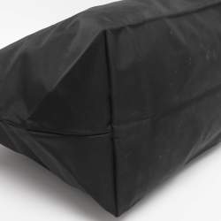 Pre Owned Longchamp Brown/Black Nylon and Leather Medium Short Le Pliage Tote