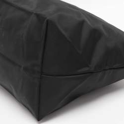 Pre Owned Longchamp Brown/Black Nylon and Leather Medium Short Le Pliage Tote