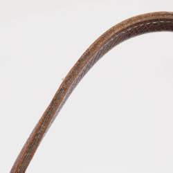 Pre Owned Longchamp Brown/Black Nylon and Leather Medium Short Le Pliage Tote