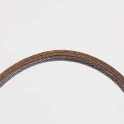 Pre Owned Longchamp Brown/Black Nylon and Leather Medium Short Le Pliage Tote