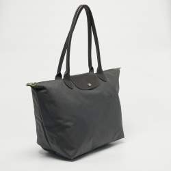 Pre Owned Longchamp Grey Nylon Large Le Pliage Tote