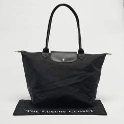 Pre Owned Longchamp Black Nylon Large Le Pliage Tote