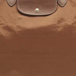 Pre Owned Longchamp Brown Nylon Le Pliage Travel Tote