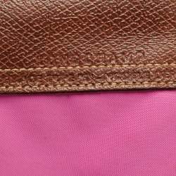 Pre Owned Longchamp Pink/Brown Nylon Mini Le Pliage Tote