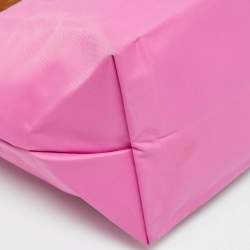 Pre Owned Longchamp Pink/Brown Nylon Mini Le Pliage Tote