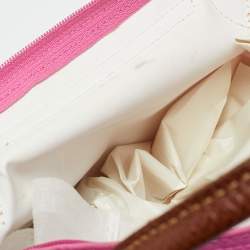 Pre Owned Longchamp Pink/Brown Nylon Mini Le Pliage Tote