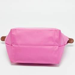 Pre Owned Longchamp Pink/Brown Nylon Mini Le Pliage Tote
