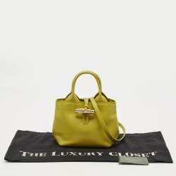 Pre Owned Longchamp Green Leather XS Le Roseau Tote