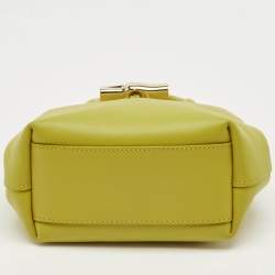 Pre Owned Longchamp Green Leather XS Le Roseau Tote