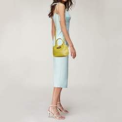 Pre Owned Longchamp Green Leather XS Le Roseau Tote