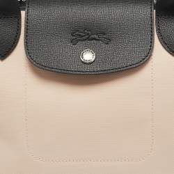 Pre Owned Longchamp Le Pliage Energy Black/Peach Leather and Nylon Tote