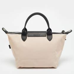 Pre Owned Longchamp Le Pliage Energy Black/Peach Leather and Nylon Tote