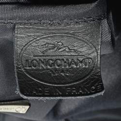 Pre Owned Longchamp Roseau Black Jacquard Canvas Tote