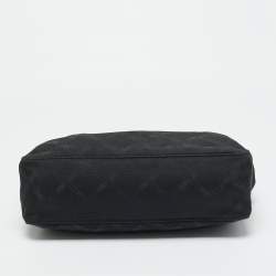 Pre Owned Longchamp Roseau Black Jacquard Canvas Tote