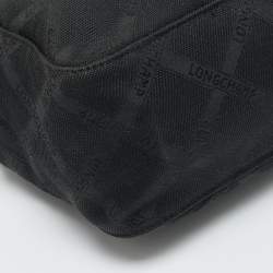 Pre Owned Longchamp Roseau Black Jacquard Canvas Tote