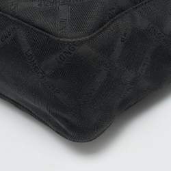 Pre Owned Longchamp Roseau Black Jacquard Canvas Tote