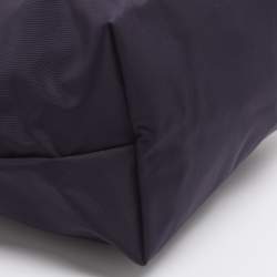 Pre Owned Longchamp Le Pliage Purple Leather and Nylon Tote