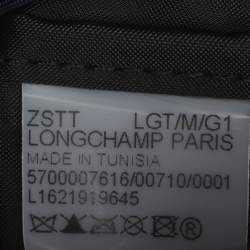 Pre Owned Longchamp Le Pliage Purple Leather and Nylon Tote