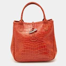 مملوكة مسبقًا Longchamp Roseau Mini Croc Embossed Leather Tote