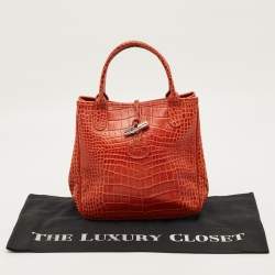 مملوكة مسبقًا Longchamp Roseau Mini Croc Embossed Leather Tote