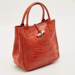 مملوكة مسبقًا Longchamp Roseau Mini Croc Embossed Leather Tote