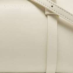 Pre Owned حقيبة ساتشل لسهولة الاستخدام لونج شامب جلد أبيض صغيرة