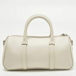 Pre Owned حقيبة ساتشل لسهولة الاستخدام لونج شامب جلد أبيض صغيرة