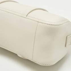 Pre Owned حقيبة ساتشل لسهولة الاستخدام لونج شامب جلد أبيض صغيرة