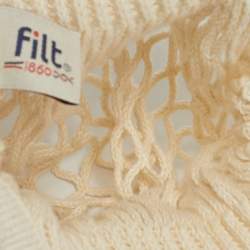 Pre Owned حقيبة كروس لونشان لي بلاج صغيرة جلد بني وأبيض شبكي