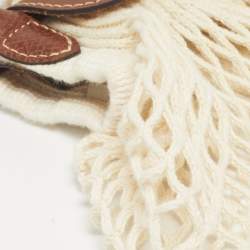 Pre Owned حقيبة كروس لونشان لي بلاج صغيرة جلد بني وأبيض شبكي