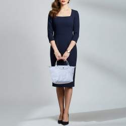 مملوكة مسبقًا حقيبة يد لونج شامب لوبلياج جلد ونايلون أزرق فاتح صغيرة