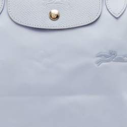 مملوكة مسبقًا حقيبة يد لونج شامب لوبلياج جلد ونايلون أزرق فاتح صغيرة