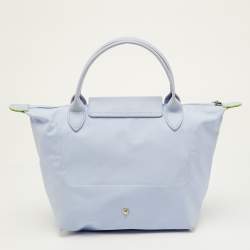 مملوكة مسبقًا حقيبة يد لونج شامب لوبلياج جلد ونايلون أزرق فاتح صغيرة