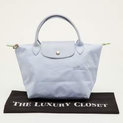 مملوكة مسبقًا حقيبة يد لونج شامب لوبلياج جلد ونايلون أزرق فاتح صغيرة